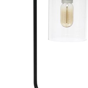 Simple Designs LD1066-BLK Bronson Lámpara de mesa de mesa de mesa de mesa de hierro industrial estilo antiguo con 2 puertos de carga USB duales y Simple Designs LD1066-BLK Bronson Lámpara de mesa de mesa de mesa de mesa de hierro industrial estilo antiguo con 2 puertos de carga USB duales y