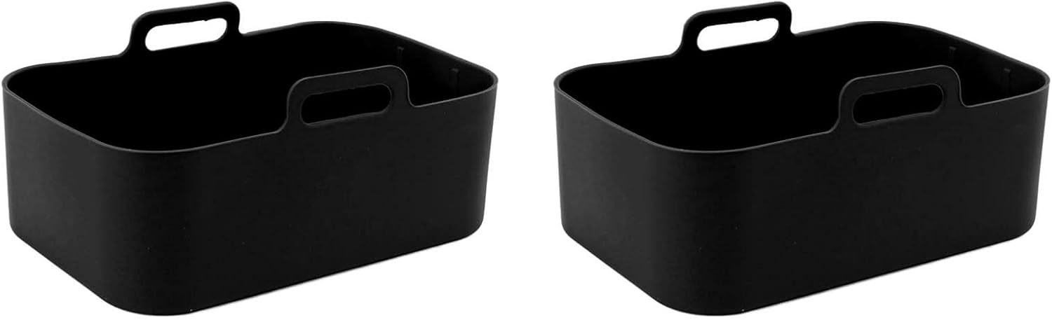 Juego de 2 cestas y tapetes de silicona para freidora, reutilizables, antiadherentes, resistentes al calor, rectangular, accesorios para horno de