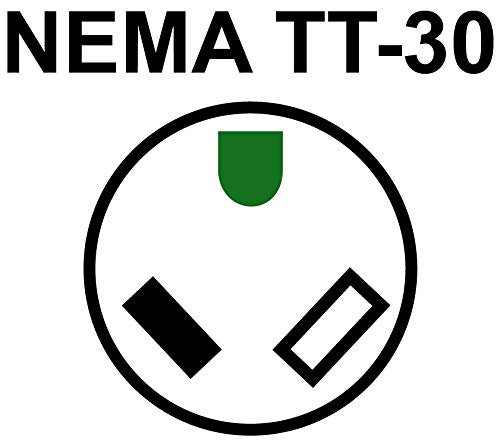 Journeyman-Pro RV 30 Amp, 125 voltios, NEMA TT-30R, 2P, 3W  Toma de corriente de montaje empotrado, hoja recta, grado industrial, conexión a tierra,