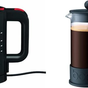 Bodum Bistro – Hervidor eléctrico de agua, 17 onzas, negro y cafetera de prensa francesa brasileña 10948-01BUS, 12 onzas, color negro Bodum Bistro – Hervidor eléctrico de agua, 17 onzas, negro y cafetera de prensa francesa brasileña 10948-01BUS, 12 onzas, color negro