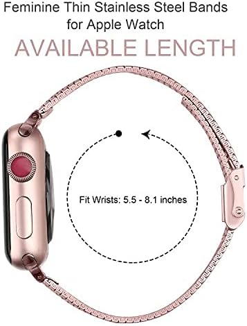 Secbolt Correas finas compatibles con Apple Watch Band de 1.49, 1.57, 1.61, 1.65, 1.73 y 1.77 pulgadas, iWatch SE Series 87654321, de acero