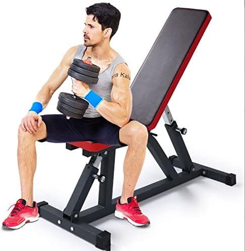 Banco de pesas ajustable, banco de pesas para entrenamiento de cuerpo completo, plegable, plano, inclinadodeclinado, ejercicio multiusos para