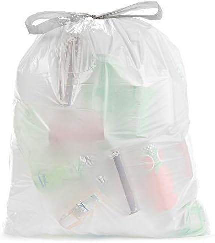 Commander – Bolsas de basura blancas con cordón para cocina, de 13 galones, 0.7 milésimas de pulgada de alto, 24 x 25 pulgadas, paquete de 25