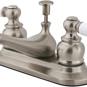 Kingston Brass KB608B Victorian Center Set Grifo de Lavabo con LatónABS Pop-Up, 4-12″, níquel cepillado Kingston Brass KB608B Victorian Center Set Grifo de Lavabo con LatónABS Pop-Up, 4-12″, níquel cepillado