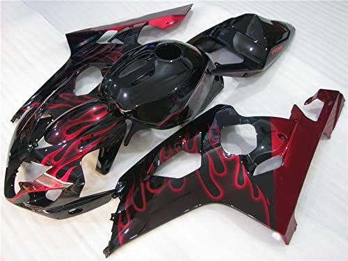 Carenado completo de llamas rojas apto para 2004 2005 GSXR 600750 Molde de inyección ABS de plástico Carrocería nuevo mercado de accesorios Kit de