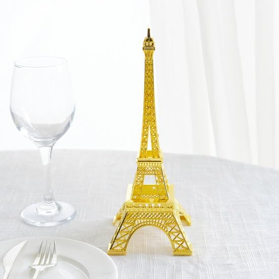 Efavormart 10 pulgadas  Oro  Centro de mesa de la Torre Eiffel  Decoración para pastel de la Torre Eiffel  Figura decorativa