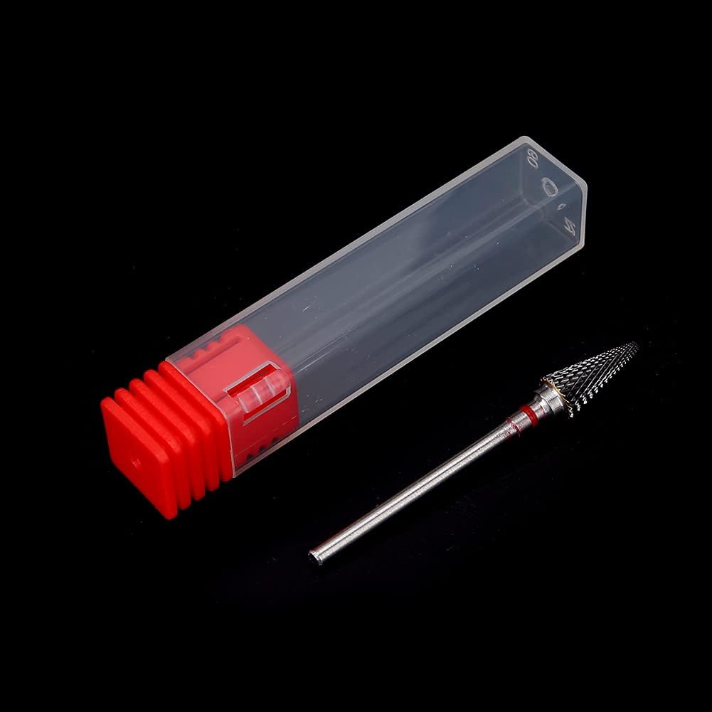 Keenso Broca de uñas, forma cónica profesional, punta de manicura de acero de tungsteno para manicura, pedicura, eliminación de gel, semipermanente,