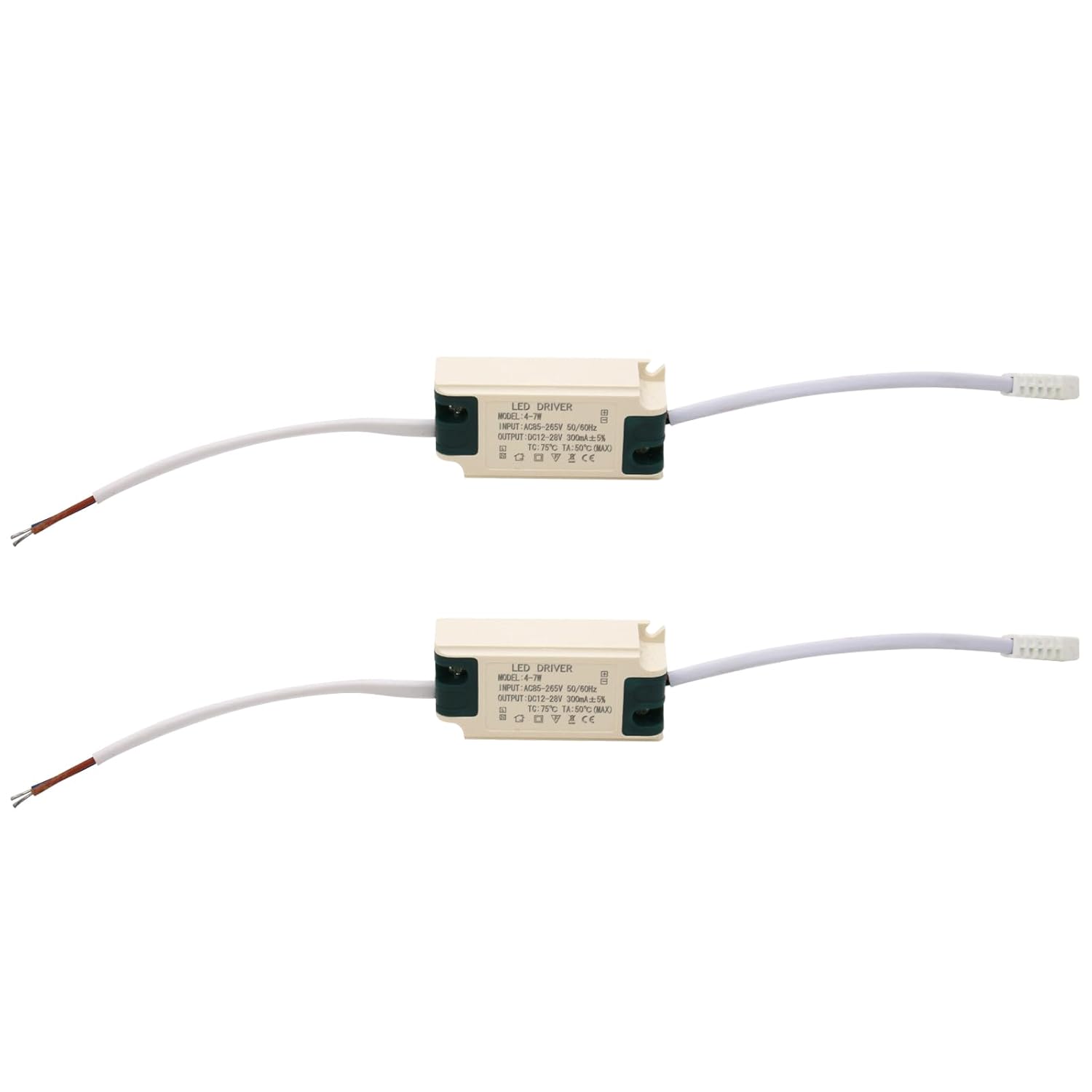 Controlador LED de 4-7W, corriente constante 300mA AC 85-265V Salida 15-26V DC Conector hembra Rectificador Transformador Fuente de alimentación