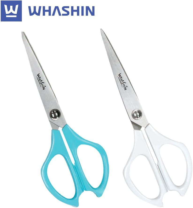 WHASHIN Tijeras (737) – Tijeras multiusos, ultra afiladas, agarre suave, costura de acero inoxidable, agarre cómodo de TPR, tijeras de manualidades