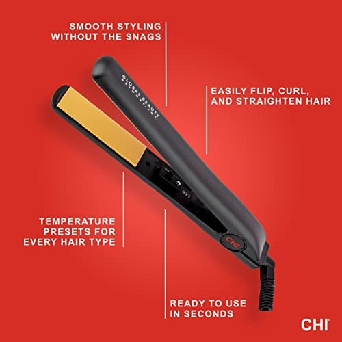 CHI Plancha plana de cerámica original para alisar el cabello, platos de 1 pulgada, todo ese brillo, alisador de pelo profesional modelo de salón