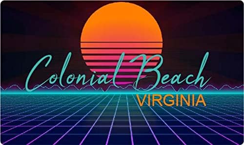 Colonial Beach Virginia – Imán para nevera, diseño retro de neón de 4 x 2.25 pulgadas