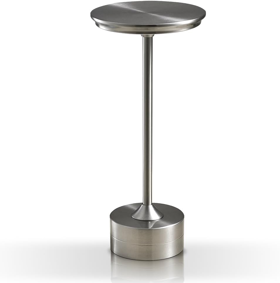 Leroxo Lámpara de escritorio portátil de metal, lámpara de mesa LED inalámbrica, lámpara recargable de control táctil de 3 colores, lámpara de