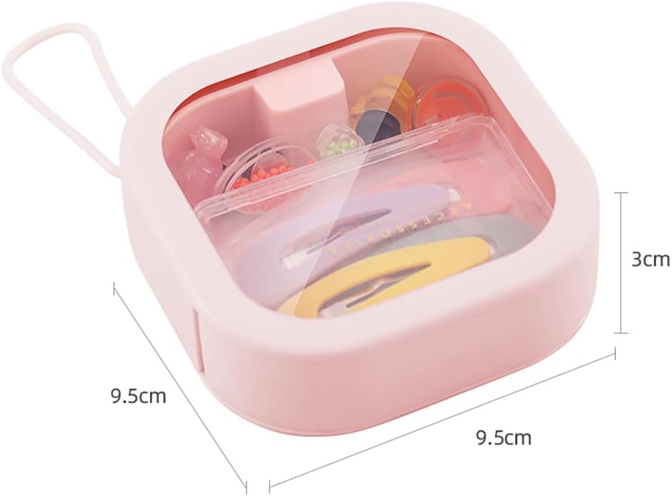 Hsufeng 1 caja organizadora de lazos para el cabello, organizador portátil para ligas para el cabello, organizador de joyas, dispensador de viaje
