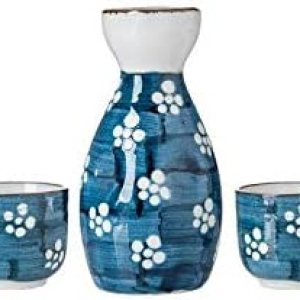 TJ Global Juego de sake de 5 piezas, juego de sake japonés de cerámica duradero con 1 jarradecantadorbotella de Tokkuri y 4 tazas Ochoko para sake TJ Global Juego de sake de 5 piezas, juego de sake japonés de cerámica duradero con 1 jarradecantadorbotella de Tokkuri y 4 tazas Ochoko para sake