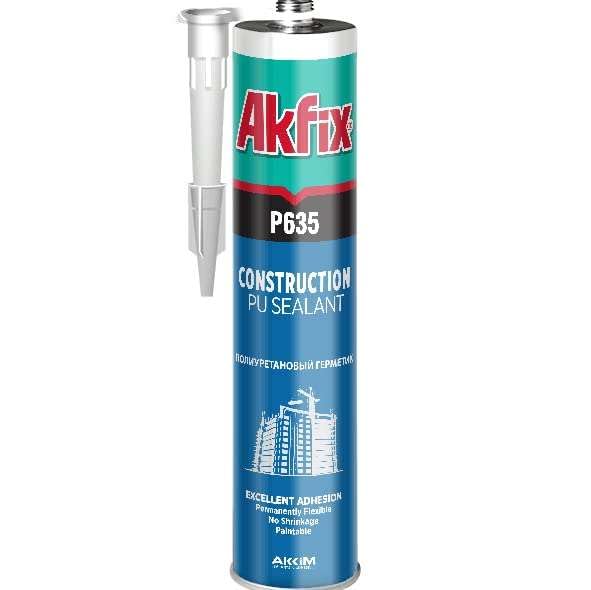 Akfix Construcción de sellador gris poliuretano P635  Relleno de huecos para pintar para garaje y entrada, excelente calafateo para madera,