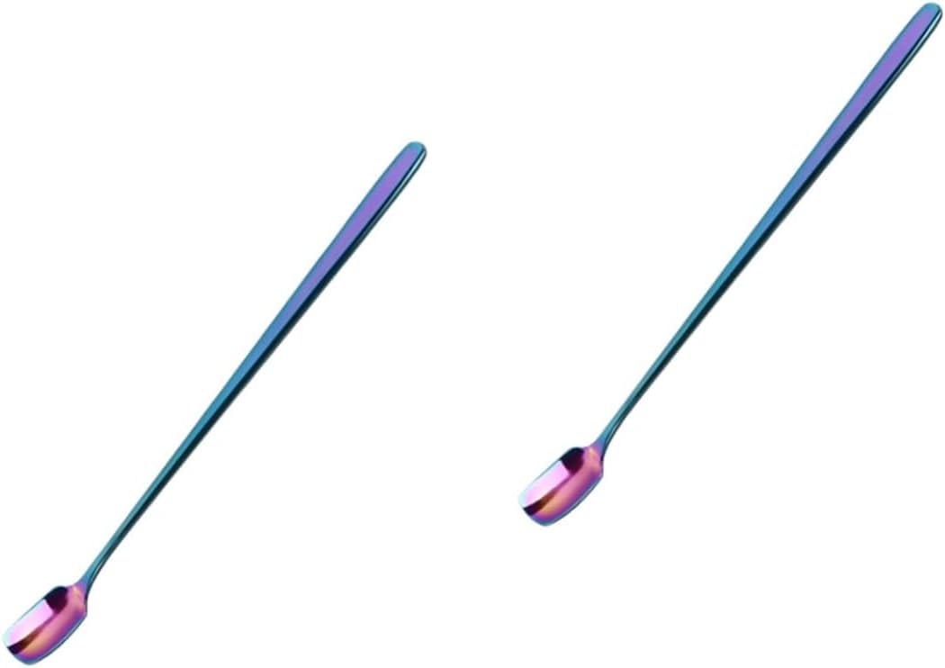 2 cucharas de acero inoxidable para agitar, cucharas de acero inoxidable, palitos de revolver de acero inoxidable, mini cuchara mezcladora de barman