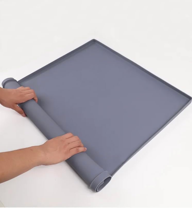 Alfombrilla premium de 34 x 22 pulgadas para debajo del fregadero con protector contra salpicaduras de grifo alfombrilla de silicona impermeable
