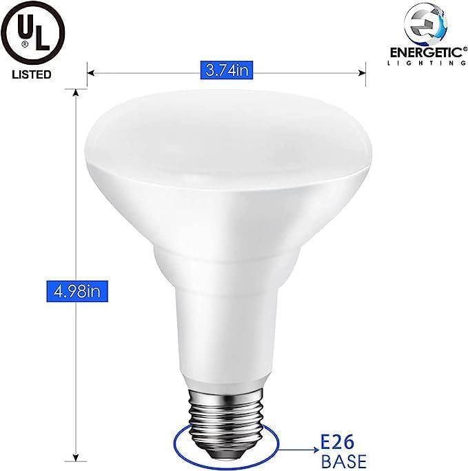 Energetic BR30 – Bombilla LED para interiores de 65 W, 5000 K, luz diurna, 650 lm, base E26, 15000 horas de vida útil, bombillas empotrables