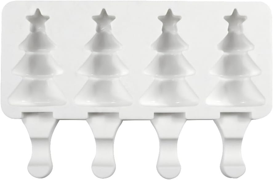 Moldes de paletas con forma de árbol de Navidad, moldes de silicona para paletas de 4 cavidades para niños y adultos, moldes para helados, moldes