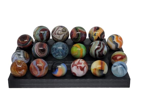 Tiered Marbles Display Holds 18 Marbles 58″ to .72″- Sphere Display great for shelves (Black)