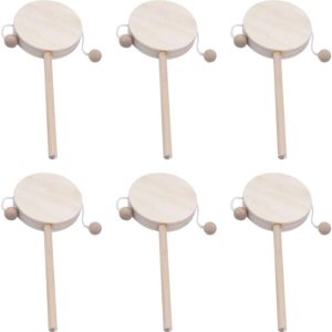 EXCEART Juguete para bebé, 6 piezas de sonajero musical de madera, sin terminar, tambor de madera, esquina redonda, artesanía, tambor de agitación, EXCEART Juguete para bebé, 6 piezas de sonajero musical de madera, sin terminar, tambor de madera, esquina redonda, artesanía, tambor de agitación,