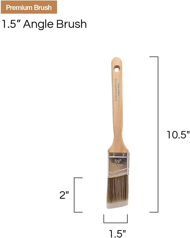Vermeer Pinceles de pintura, paquete de 6, pinceles de banda angular de 1.5 pulgadas para todas las pinturas y manchas de látex, óleo, mejoras para