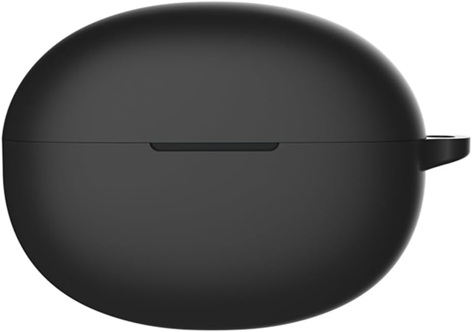 DAYJOY – Juego de 2 fundas protectoras de silicona suave compatibles con auriculares Realme Buds Air 5, funda protectora con llavero (negro y azul)