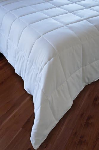 Acolchado Natural Comfort blanco con funda de microfibra en relieve y relleno de plumón liviano, Poliéster & Mezcla de poliéster, Blanco, King