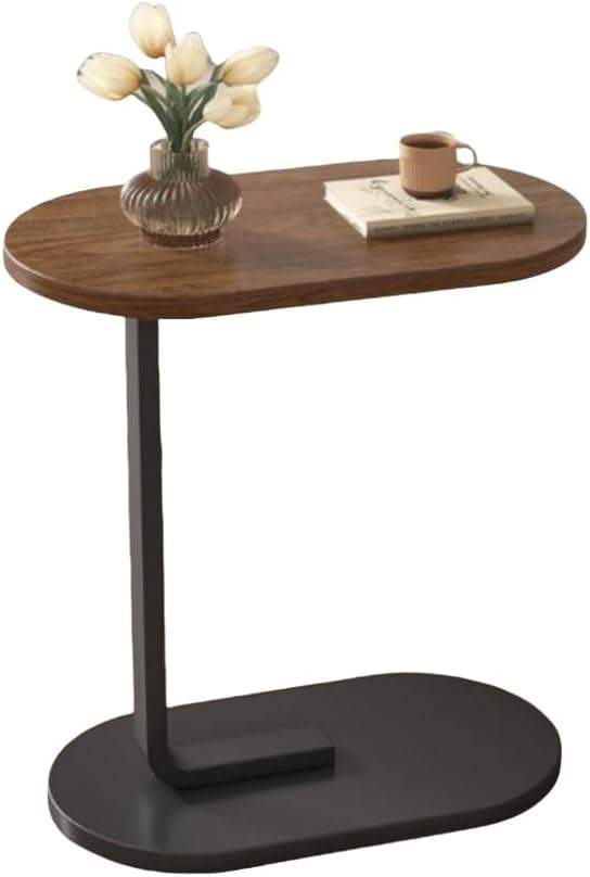 Mesa auxiliar en forma de C y mesa auxiliar para sofá, mesa perfecta para aperitivos con marco de metal para dormitorio, sala de estar y espacios