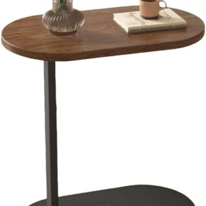 Mesa auxiliar en forma de C y mesa auxiliar para sofá, mesa perfecta para aperitivos con marco de metal para dormitorio, sala de estar y espacios Mesa auxiliar en forma de C y mesa auxiliar para sofá, mesa perfecta para aperitivos con marco de metal para dormitorio, sala de estar y espacios