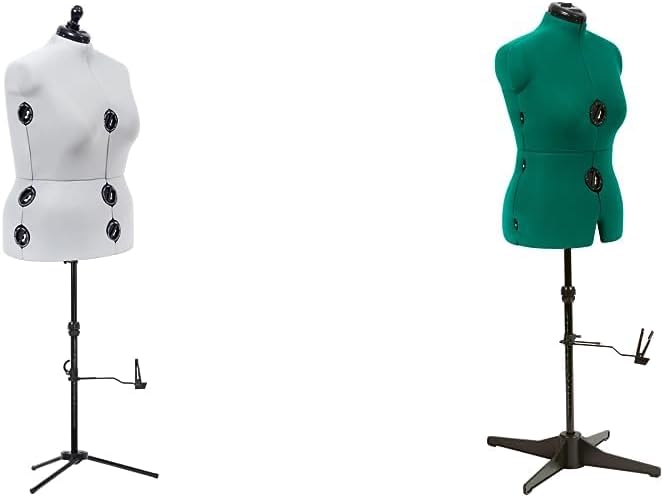 Dritz Soporte ajustable de triple cápsula, forma de vestido de figura completa, gris plateado y forma de vestido ajustable para coser, mediano,