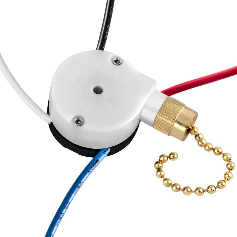 ZE-208s – Interruptor de ventilador de techo de 3 velocidades, con 4 cables preinstalados, compatible con reemplazo de interruptor de ventilador