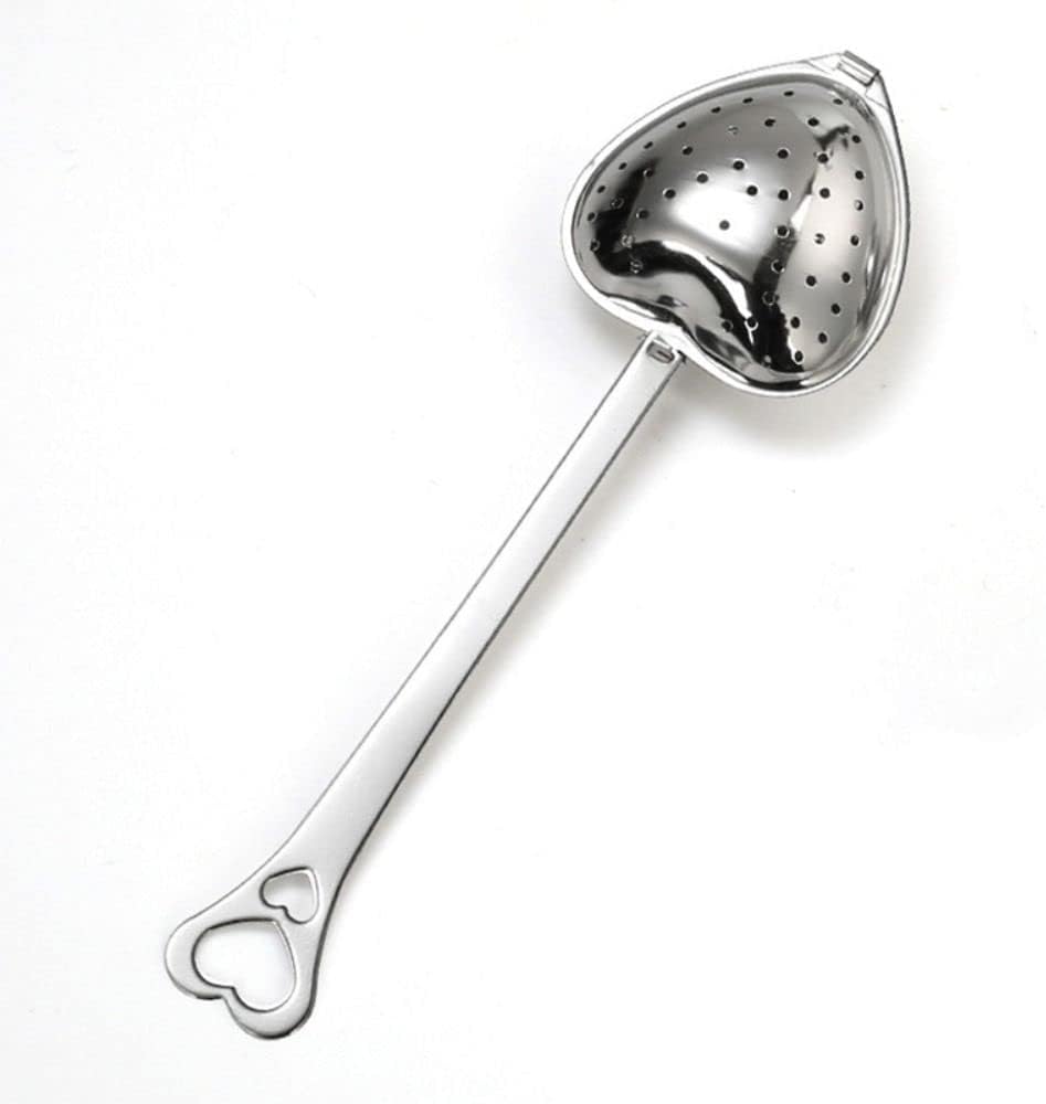 Coladores de té para té suelto, infusor de té, juego de filtros de té en forma de corazón, cuchara larga, tazas de cocina, difusor con asa, cuchara