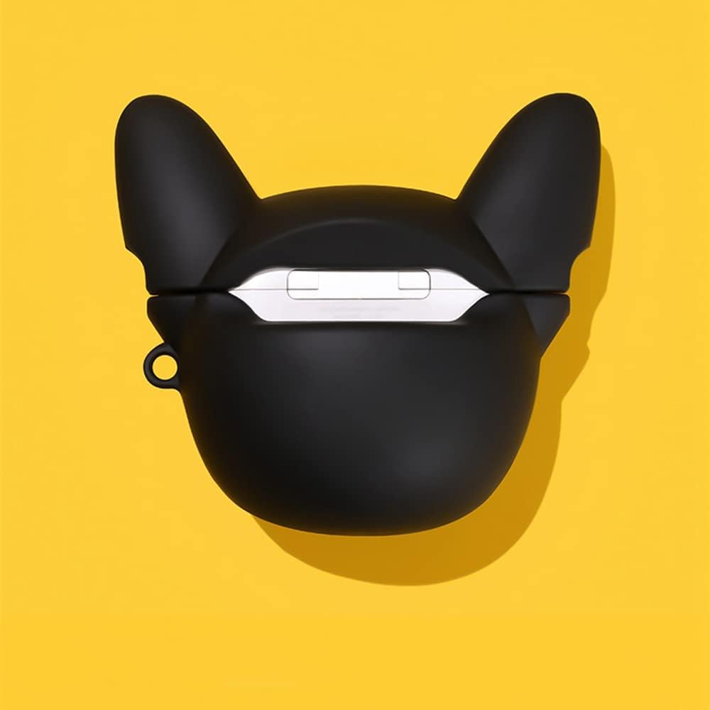 Compatible con Airpods 12, silicona 3D lindo bulldog con gafas amarillas divertido personaje de dibujos animados Airpod Cover Kawaii divertido