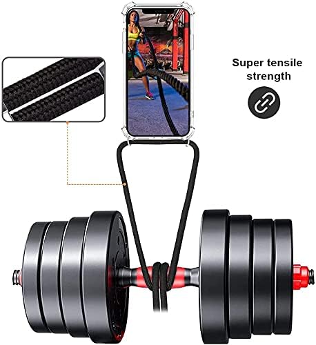 YESPURE Funda transparente para iPhone 12 Pro Max con correa ajustable para el cuello, funda cruzada 12 Pro Max, funda protectora de TPU suave