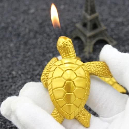 (Sin butano) Creativo Divertido Encendedor Butano Encendedor Metal Tortuga Dorada