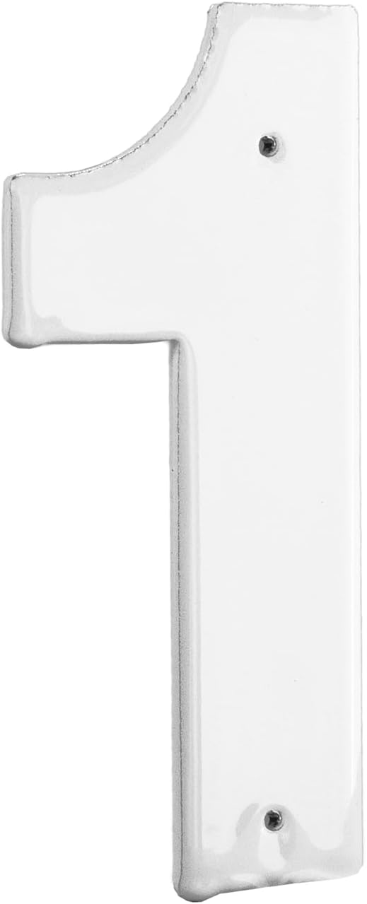 Placa de aluminio para exteriores con número 1 de 8 pulgadas, tamaño mediano, color blanco