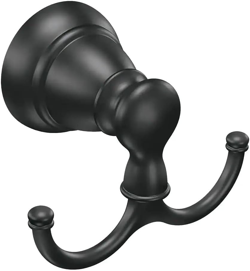 Moen Y2603bl Banbury – Gancho doble para bata, color negro mate