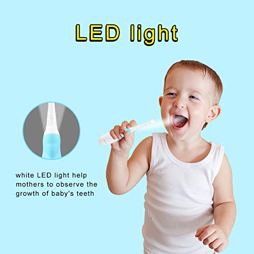 ReDISEN Seago Sonic, cepillo de dientes eléctrico para niños, con luz LED, temporizador inteligente para niños de 6 meses a 4 años, resistente al