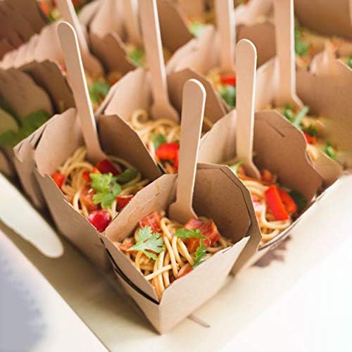Fit Meal Prep Paquete de 50 cajas chinas para llevar de 8 onzas, 3 recipientes de cartón kraft liso de 2.5 pulgadas, resistentes a fugas y grasa,