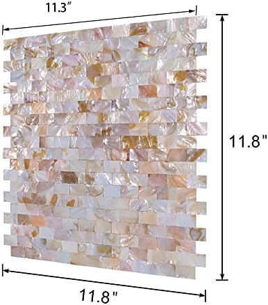 10 hojas de decoración de pared para despegar y pegar, azulejos para dormitorio y baño, madreperla (colorido, 11.8 x 11.3 pulgadas)