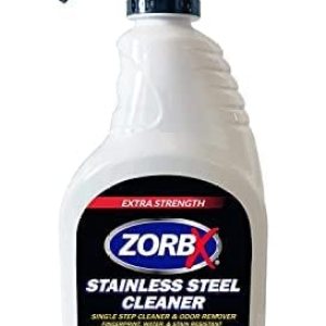 ZORBX Spray limpiador de acero inoxidable  Solución perfecta para eliminar olores desagradables y manchas no deseadas de superficies de acero ZORBX Spray limpiador de acero inoxidable  Solución perfecta para eliminar olores desagradables y manchas no deseadas de superficies de acero