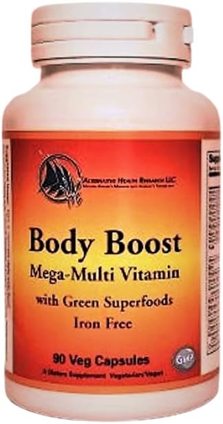 Suplemento multivitamínico y mineral sin hierro con súper verdes y enzimas digestivas – Body Boost de Alternative Health Research
