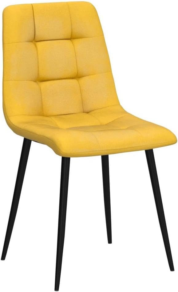 NORDICANA Juego de 4 sillas de comedor de terciopelo amarillo, modernas sillas auxiliares de comedor con patas de metal para cocina, sala de estar,