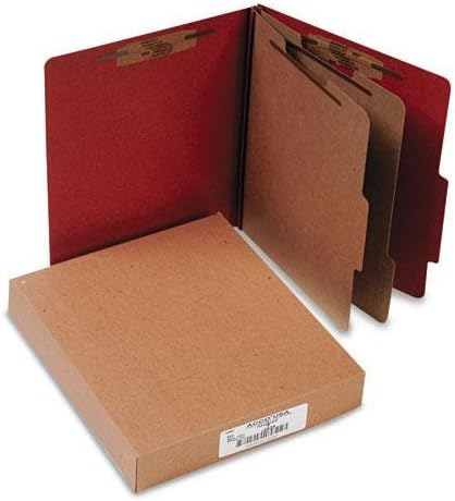 ACCO 15036 – Carpeta de clasificación de cartón prensado de 25 puntos, carta, seis secciones, rojo tierra, 10caja