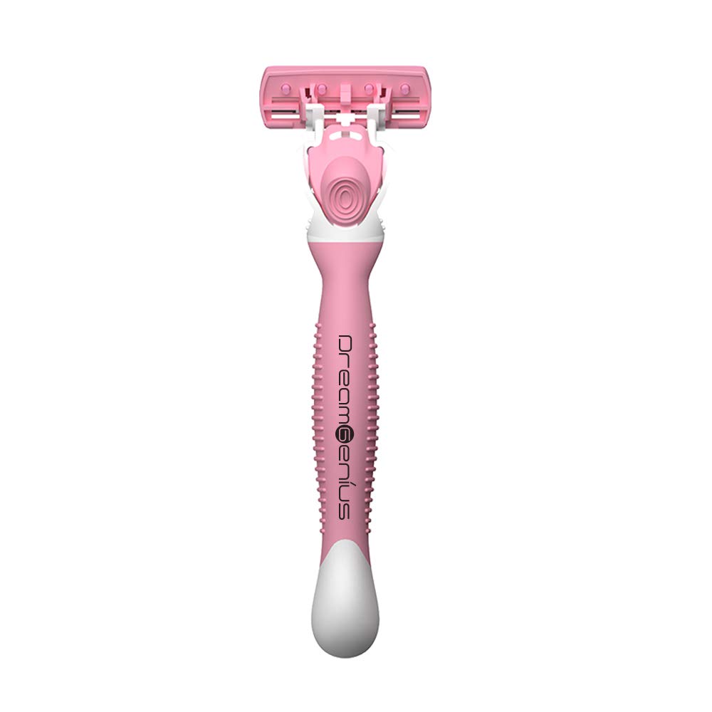 DreamGenius Maquinillas de afeitar para mujer, 6 cuchillas incluye 2 asas y 19 repuestos, paquete de afeitadora, antideslizante, transporte de