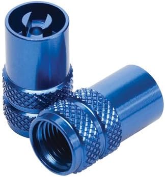 Tusk Billet – Tapones de válvula de aluminio con removedor de núcleo, color azul