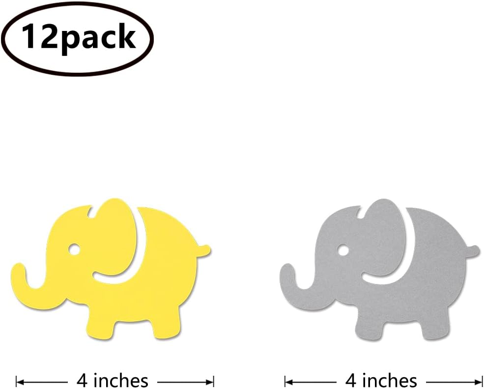 Palitos de centro de mesa de elefante amarillo, paquete de 12 decoraciones de mesa de cumpleaños para niñas y niños, decoración de fiesta de baby