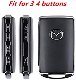 WFMJ Cuero para Mazda 3 Hatchback CX-5 CX-30 CX-9 remoto inteligente 4 botones clave caso titular cubierta Fob cadena, 2 piezas silicona