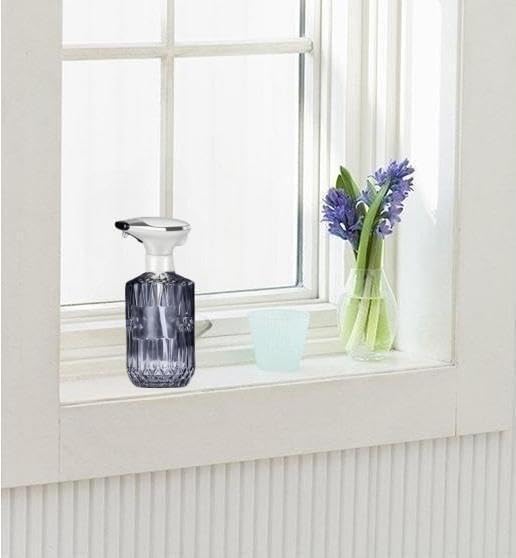 Dispensador automático de jabón líquido de 15.2 fl oz (gris transparente) botella de reemplazo de la bomba sin contacto dispensador de jabón de